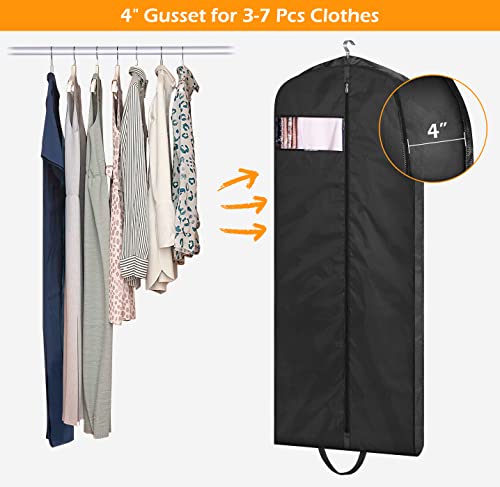 MISSLO 65" Long Garment Bags for Travel Dress Bags Wedding Dress Cover Waterproof Clothing Bags Storage Traveling Clothes Protector for Closet Wardrobe Bags 2 Packs for Gowns, Tuxedos, Coats, Black