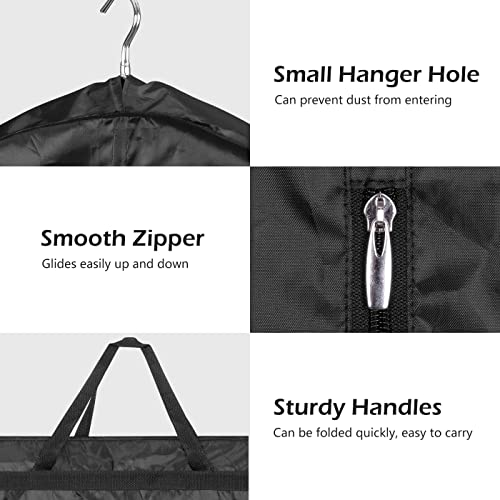 MISSLO 65" Long Garment Bags for Travel Dress Bags Wedding Dress Cover Waterproof Clothing Bags Storage Traveling Clothes Protector for Closet Wardrobe Bags 2 Packs for Gowns, Tuxedos, Coats, Black