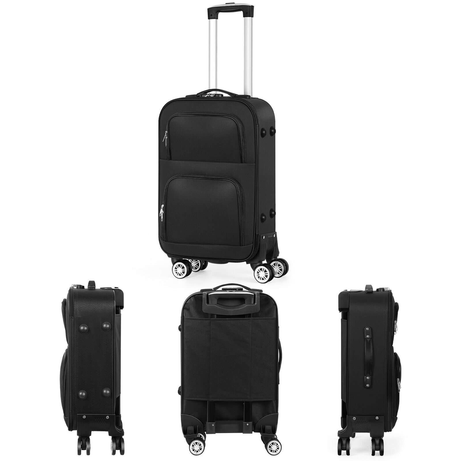 Carry On Luggage 20" Checked Softshell Lightweight Suitcase with Spinner Wheels