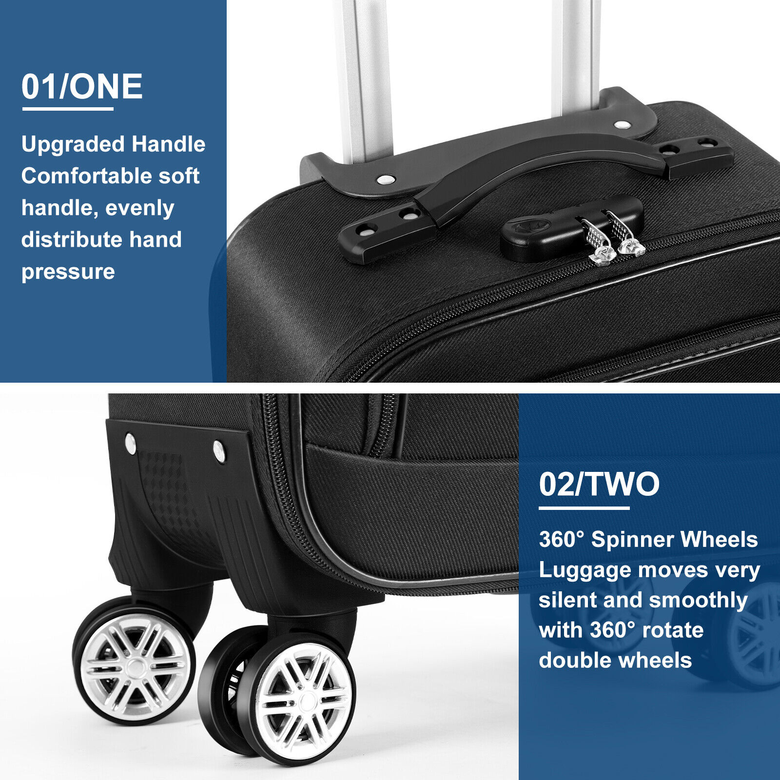 Carry On Luggage 20" Checked Softshell Lightweight Suitcase with Spinner Wheels