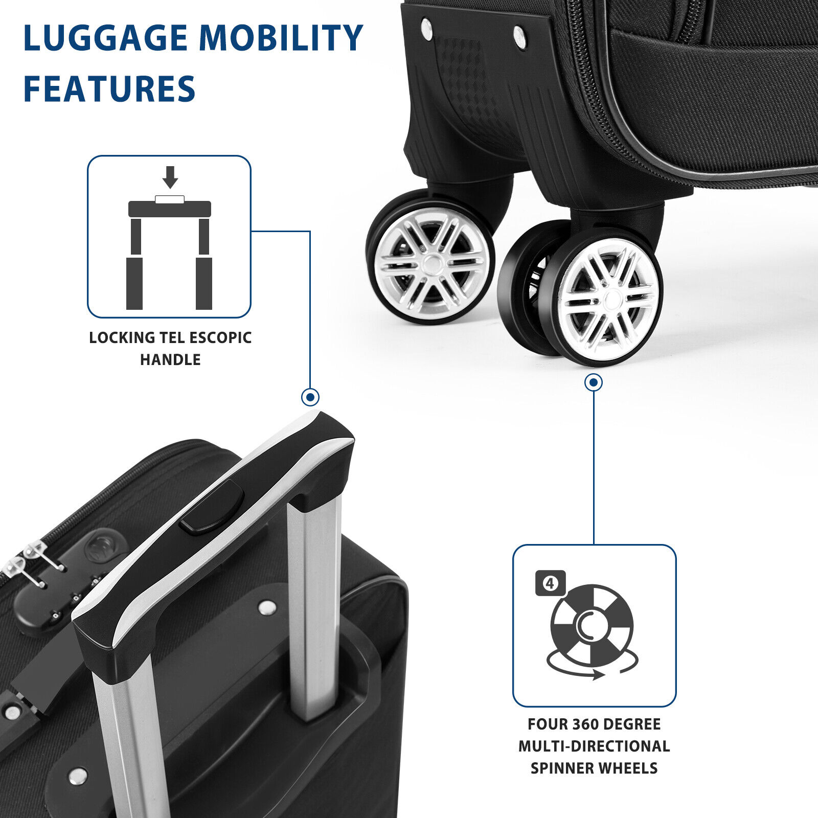 Carry On Luggage 20" Checked Softshell Lightweight Suitcase with Spinner Wheels