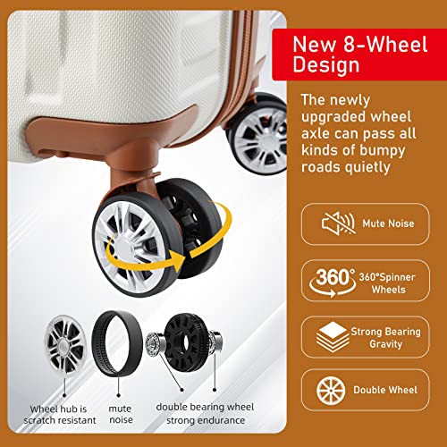 Melalenia Beige Brown ABS Hardside Luggage, Medium Size