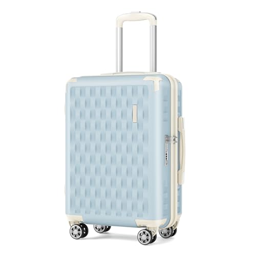 Melalenia Beige Brown ABS Hardside Luggage, Medium Size