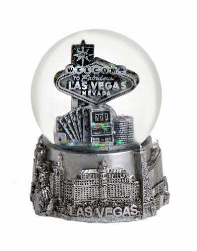 Silver Las Vegas Snow Globe - 65mm
