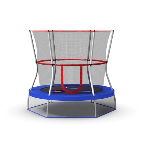 Blue Mini Trampoline with Enclosure Net for Kids