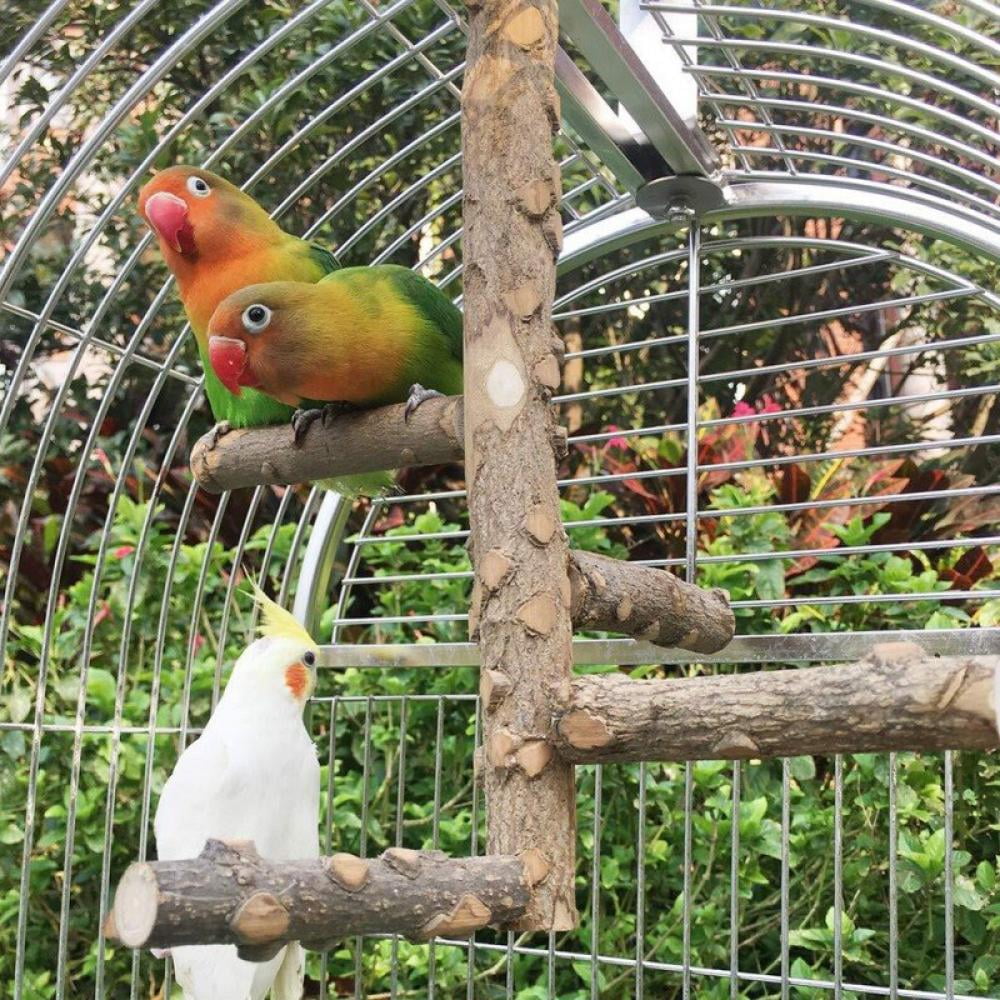 Natural Wood Bird Cage for Small Parrots
