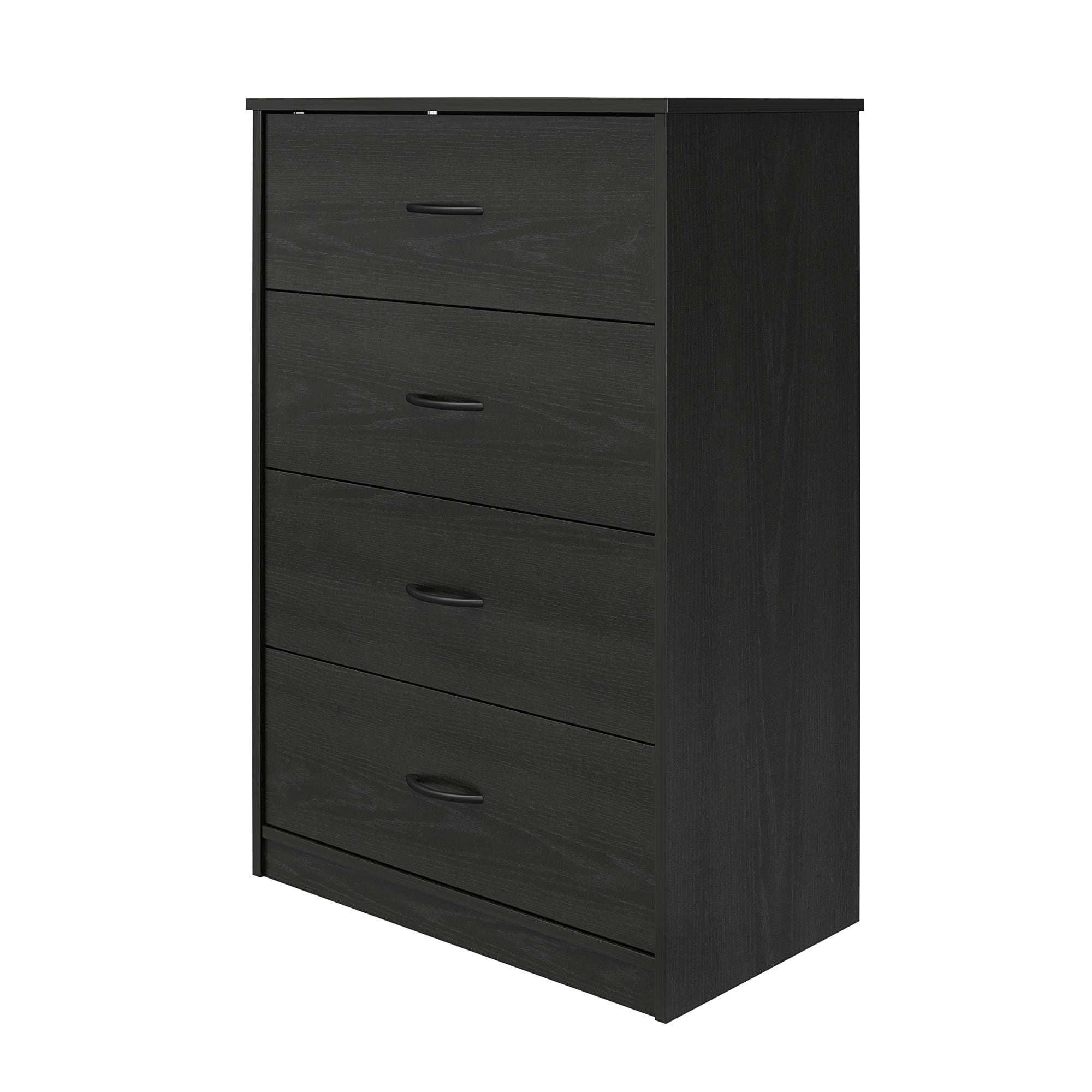 Mainstays Classic 4 Drawer Dresser, Black Oak