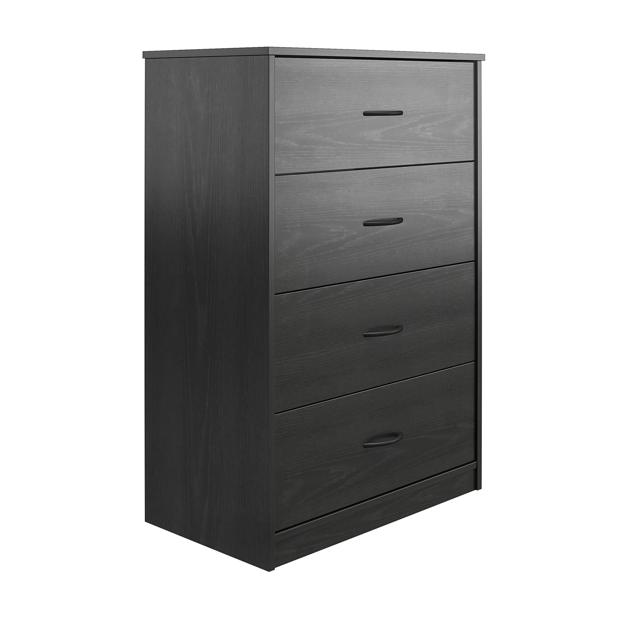 Mainstays Classic 4 Drawer Dresser, Black Oak