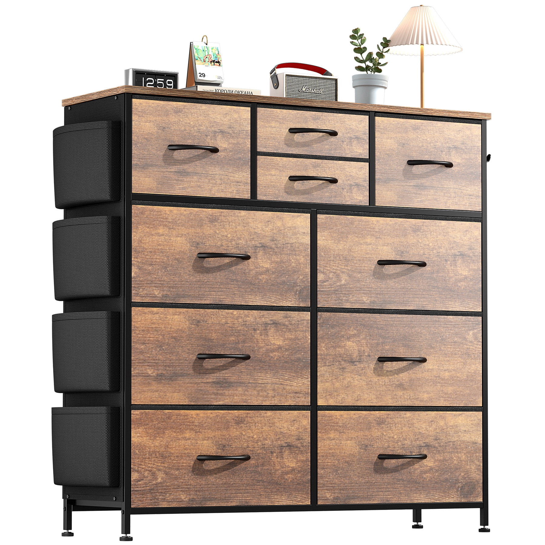 10 Drawer Bedroom Dresser with Side Pockets