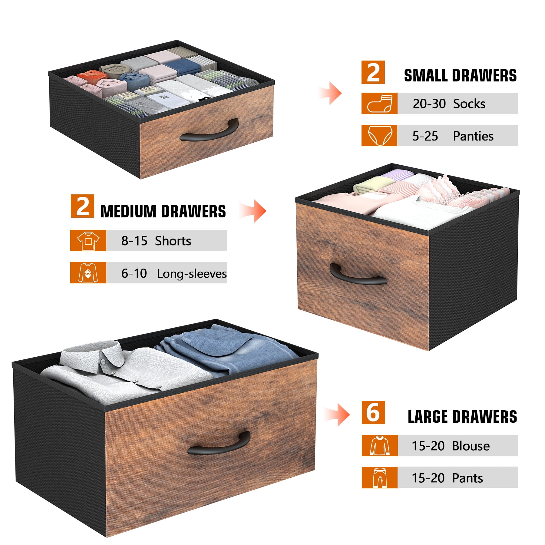 10 Drawer Bedroom Dresser with Side Pockets