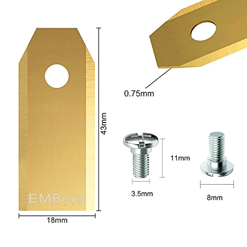 EMBerg Monster XL Blades (18 Pack) for Automower Models as Well as Gardena and McCulloch Robotic Lawnmowers. (Titanium)