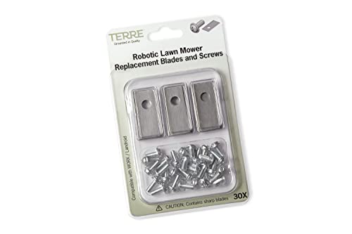 Terre Products, 30 Pack, Robotic Lawn Mower Replacement Blades, Compatible with Worx Landroid Models