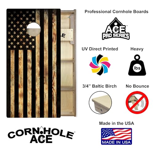 USA Flag Burnt Wood Pro Cornhole Board