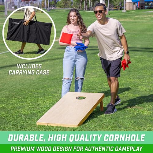 Premium Solid Wood Cornhole Set - 8 Toss Bags, 4ft x 2ft/3ft Game Boards
