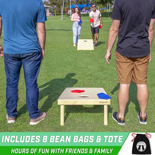 Premium Solid Wood Cornhole Set - 8 Toss Bags, 4ft x 2ft/3ft Game Boards