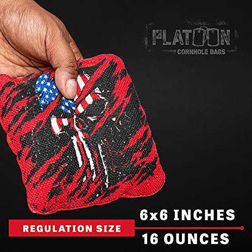 Tournament Edition Cornhole Bags - Dual-Sided - American Flag Skulls