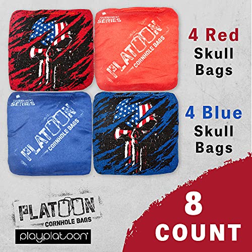 Tournament Edition Cornhole Bags - Dual-Sided - American Flag Skulls