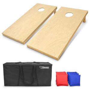 Premium Solid Wood Cornhole Set - 8 Toss Bags, 4ft x 2ft/3ft Game Boards