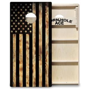 USA Flag Burnt Wood Pro Cornhole Board