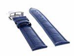 22MM Blue Leather Watch Strap with Deployment Clasp