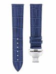 22MM Blue Leather Watch Strap with Deployment Clasp