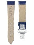 22MM Blue Leather Watch Strap with Deployment Clasp