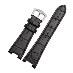 Black/Brown Crocodile Grain Leather Watch Band