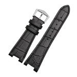 Black/Brown Crocodile Grain Leather Watch Band