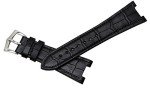 Black/Brown Crocodile Grain Leather Watch Band