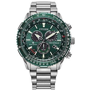 Citizen Eco-Drive Pilot Chronograph Watch - Green Dial