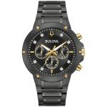 Bulova Men's Diamond Chronograph Black Ion Watch
