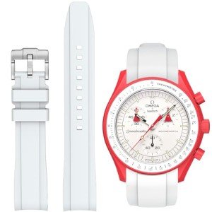 Curved Rubber Strap for MoonSwatch Watch - White
