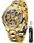 OUPINKE Men's Luxury Skeleton Mechanical Watch - Gold