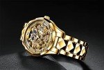 OUPINKE Men's Luxury Skeleton Mechanical Watch - Gold