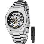Silver Luxury Automatic Skeleton Watch for Men