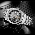 Silver Luxury Automatic Skeleton Watch for Men