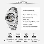 Silver Luxury Automatic Skeleton Watch for Men