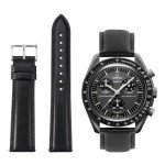 Black Leather Watch Band for Moonswatch - 20mm
