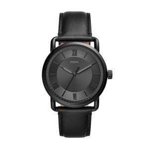 Fossil Men's Black Leather and Stainless Steel Watch