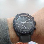 Black Leather Watch Band for Moonswatch - 20mm