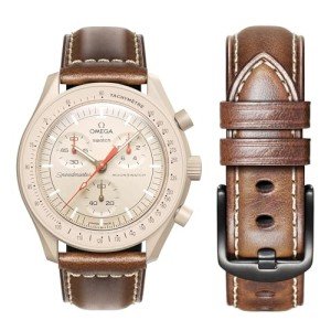 Omega Swatch Moonwatch Leather Strap - 20mm Brown