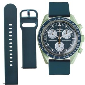 Dark Green Rubber Watch Strap for Omega Swatch