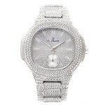 Blinged-Out Silver Metal Watch for Men