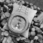 Blinged-Out Silver Metal Watch for Men