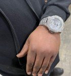 Blinged-Out Silver Metal Watch for Men