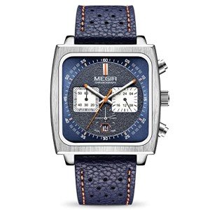 MEGIR Men's Blue Rectangle Quartz Sports Watch