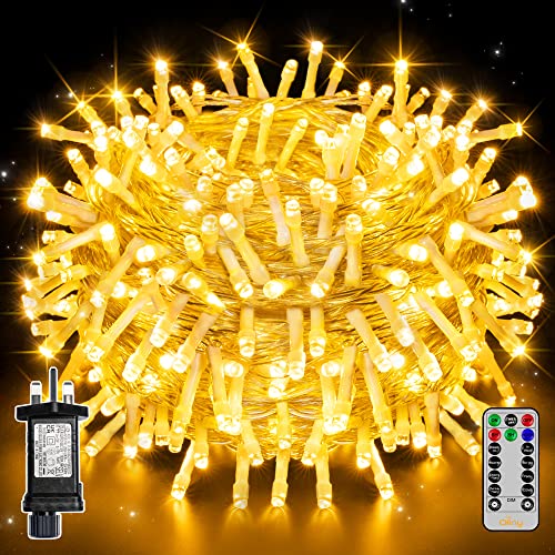 Ollny Fairy Lights Outdoor, 20m 200 LED Fairy Lights Plug in Waterproof Warm White Outdoor Lights, Remote/8 Modes/Timer, Indoor/Outside/Garden/Party Christmas Decorations String Lights Mains Powered