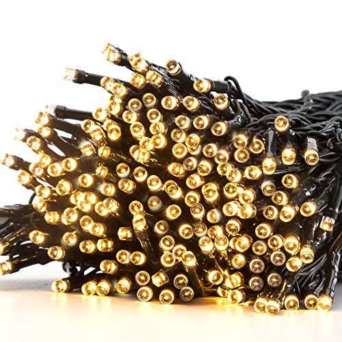 Avoalre Christmas String Lights 40m 300LEDs Battery Powered Fairy Light Indoor Outdoor Auto Timer Decoration with 8 Changing Modes for Xmas, Christmas Tree,Wedding, Party, Birthday - Warm White