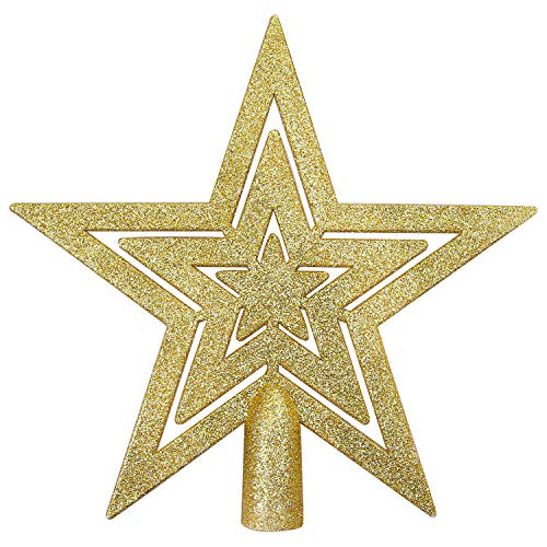 ANECO 20 cm Glitter Star Christmas Tree Topper Decoration Shatterproof Star Treetop for Christmas Tree Ornament