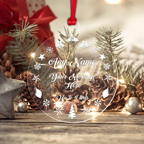 Handmade By Stukk Personalised Christmas Bauble Any Name Any Text Custom Xmas Tree Decoration Gift